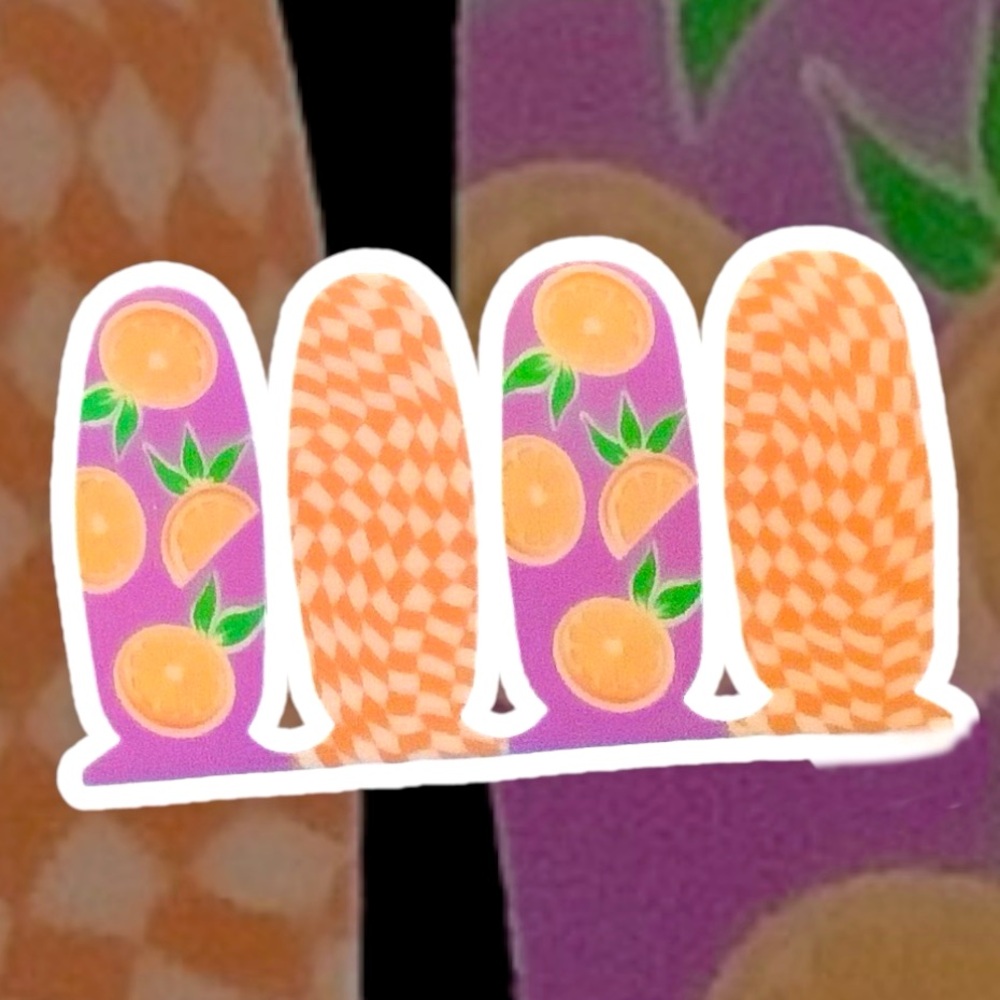 Colorful Fruit and Checkered Nail Wraps. NWT. Color: Vitamin C
